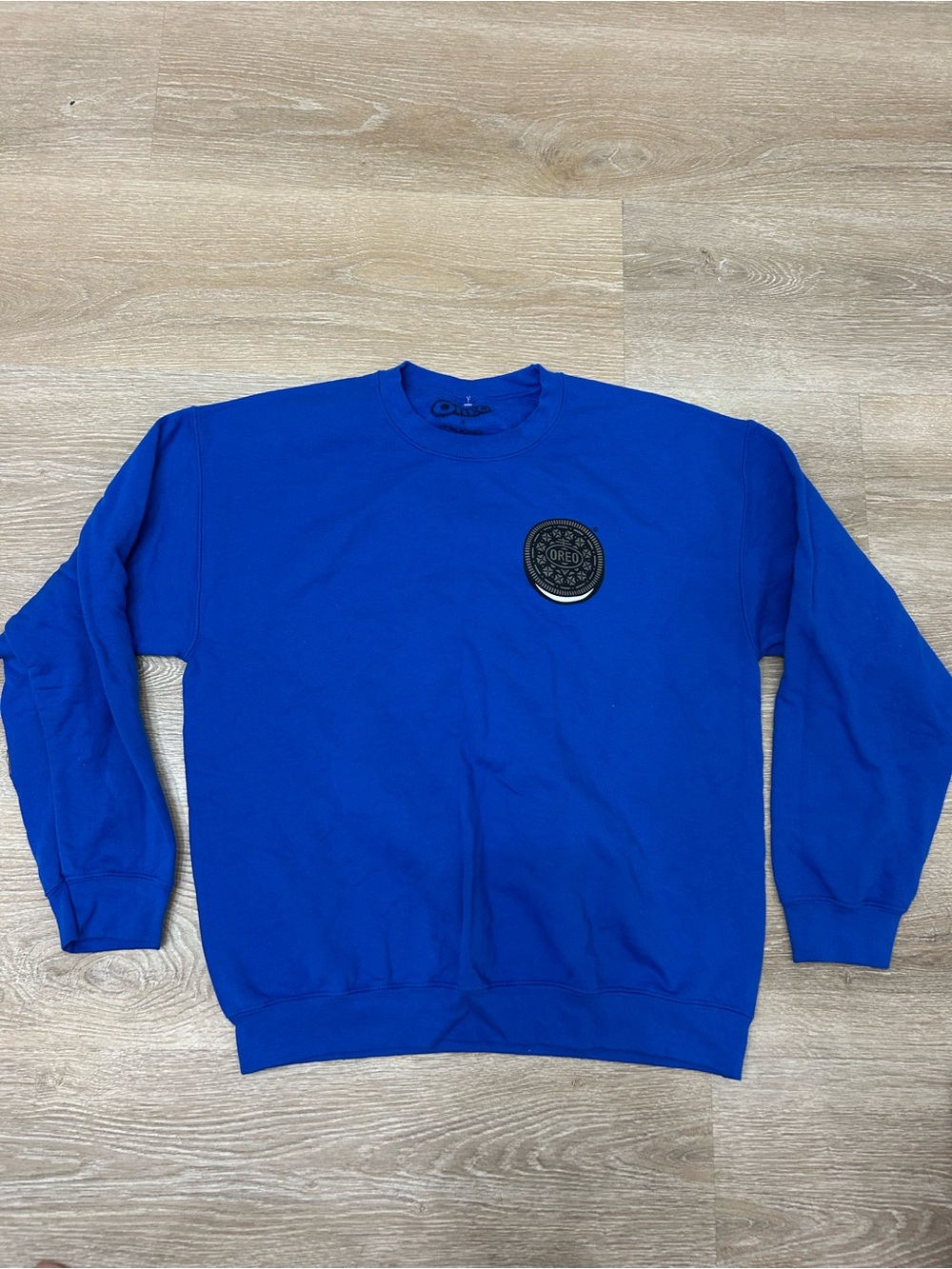 Oreo Twist Lick Dunk Repeat Blue Graphic Crewneck Sweatshirt Pullover L